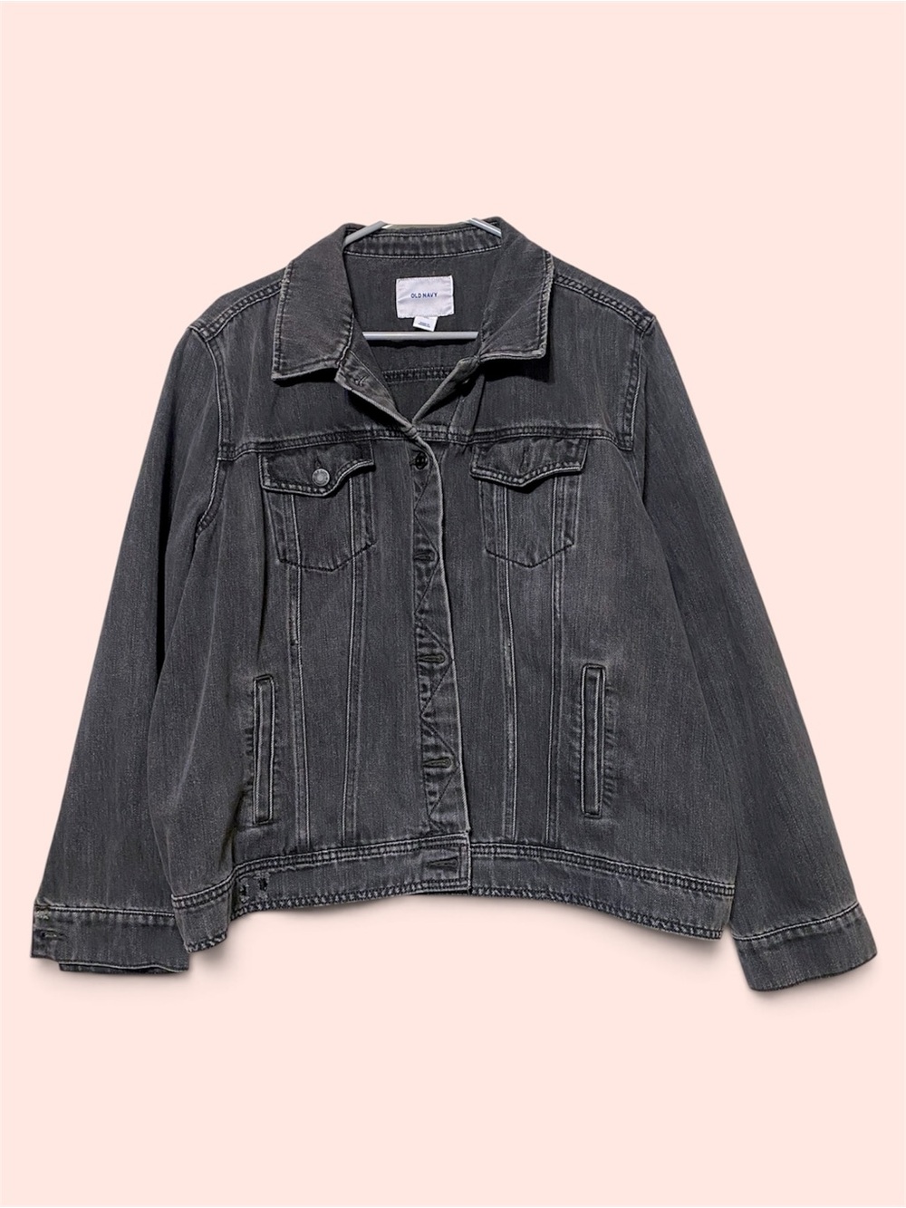 Old Navy Charcoal Gray Distressed Denim Jacket, Size XXL
